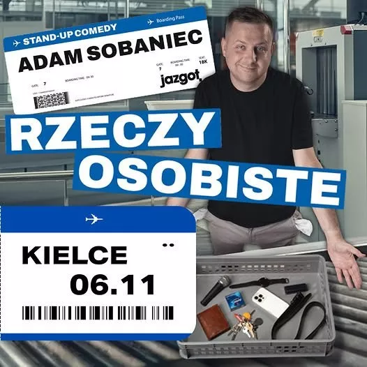 Plakat stand-upu Adama Sobańca „Rzeczy osobiste”